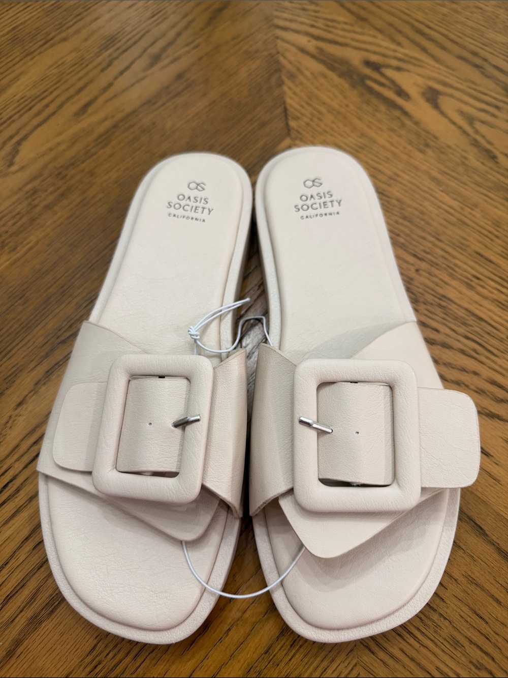 Beige Slide Buckle Sandals